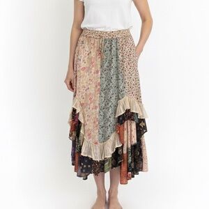 Young Threads Boho Floral Patchwork Asymmetrical Skirt - Size S - NWT